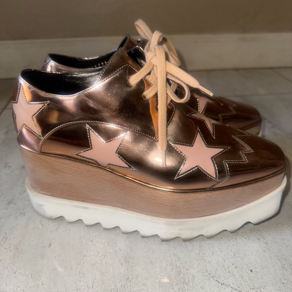 Stella McCartney Women's Rose Gold Platform Sneakers size 35